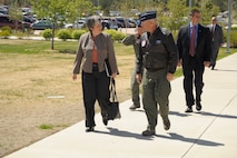 Homeland Defense Secretary Janet Napolitano and Gen. Gene Renuart, commander of NORAD and USNORTHCOM chat during Sec. Napolitano's visit to the Commands May 14. USNORTHCOM's mission of homeland defense and defense support of civil authorities means that the Command works closely with the Department of Homeland Security, while NORAD's mission of aerospace detection and warning, and maritime warning also dictates close coordination in partnership with DHS.

Photo by Tech Sgt. Aaron Bujan 
