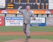 COLORADO SPRINGS, Colo. - Air Force Gen. Gene Renuart, North American Aerospace Defense Command and U.S. Northern Command, throws out one of the first pitches at the Sky Sox vs. Grizzlies game May 5. Security Service Credit Union hosted NORAD and U.S. NORTHCOM Appreciation Night, giving out 150 free tickets to command members. 

(Photo by Joyce Frankovis) 

