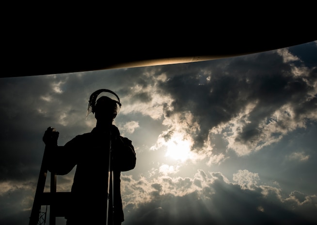 Airman 1st Class Matthew Taresh, 437th Aircraft Maintenance Squadron crew chief, performs the first recovery and maintenance checks on a new C-17 Globemaster III delivered April 25, 2013, to Joint Base Charleston – Air Base, S.C. The C-17 was delivered by Gen. Paul Selva, Air Mobility Command commander. Joint Base Charleston is scheduled to receive two additional C-17s this year, as Boeing completes work on the Air Force’s final Globemasters.  The first C-17 to enter the Air Force’s inventory arrived at Charleston Air Force Base in June 1993. The C-17 is capable of rapid strategic delivery of troops and all types of cargo to main operating bases or directly to forward bases in the deployment area. (U.S. Air Force photo/ Senior Airman Dennis Sloan)