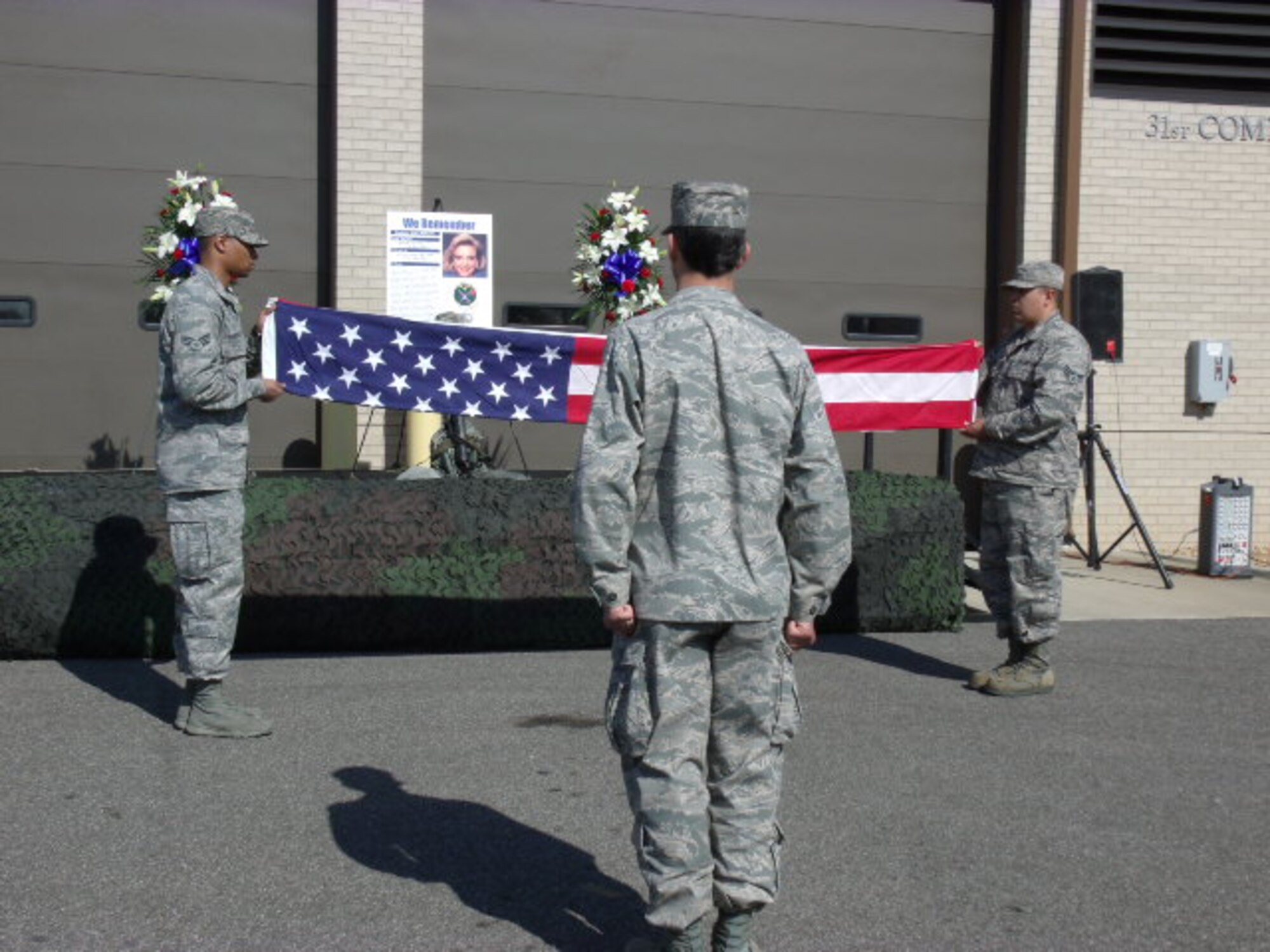 n April 19, members of the 3rd Combat Communications Group held their annual memorial retreat in honor of a fallen Airman.  Airman 1st Class Cartney J. McRaven, a combat communicator assigned to the 32nd Combat Communications Squadron, was killed in the bombing of the Alfred P. Murrah federal building in downtown Oklahoma City on April 19, 1995. Airman McRaven had just returned from a four month deployment and married Senior Airman Anthony McRaven four days before the bombing. On the morning of the bombing, Airman McRaven was in the Social Security office in the federal building reporting her name change. Every year this event gives tribute to Airman McRaven’s character, life and spirit and in turn reinforces the warrior ethos in the outstanding, resilient wingmen. 