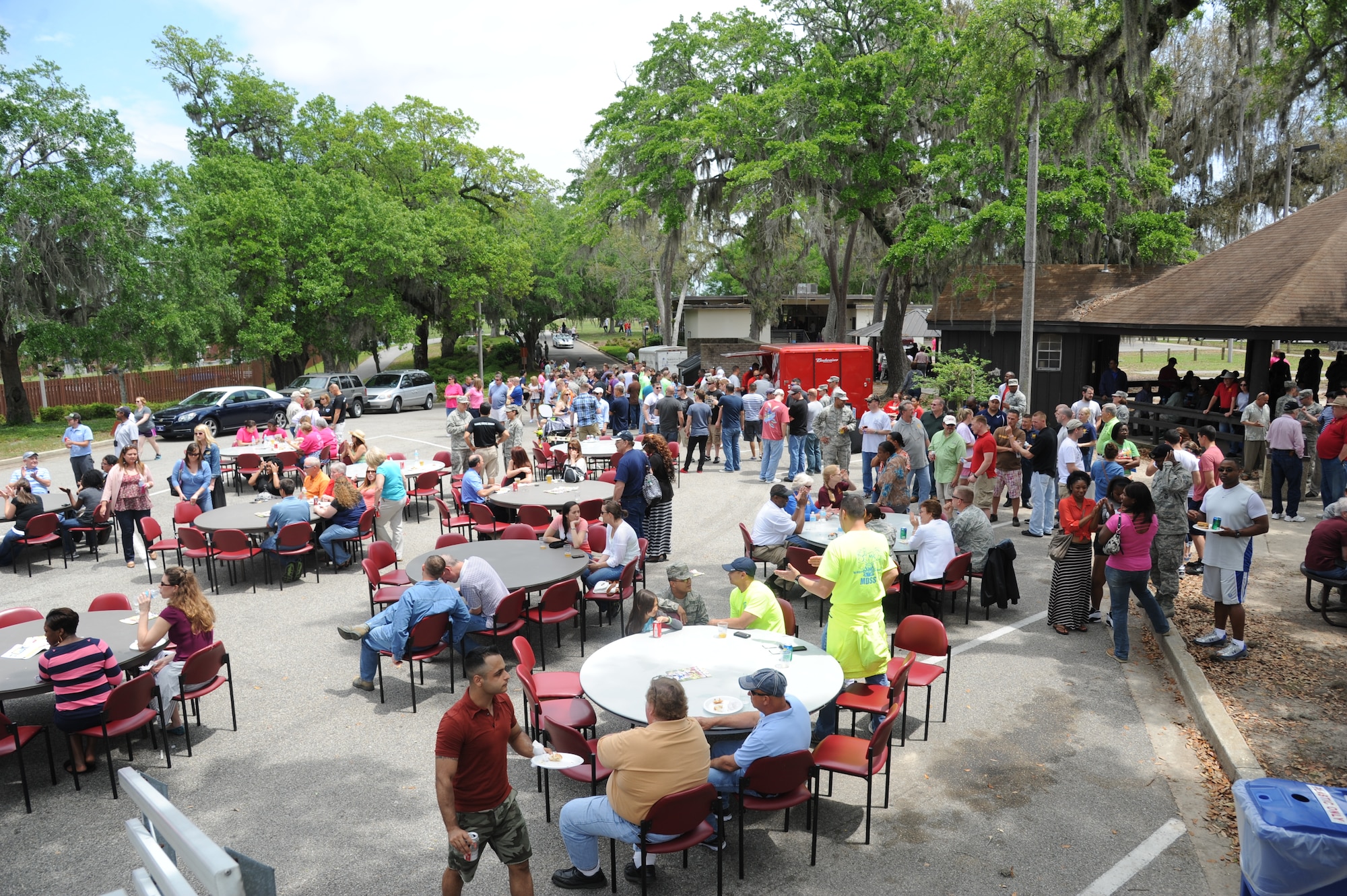 Keesler members attend the Commander-in-Chief’s Installation Excellence award base picnic at the Marina park April 25, 2013, Keesler Air Force Base, Miss.  The event consisted of free food and beverages, music, games and an awards presentation.  (U.S. Air Force photo by Kemberly Groue)