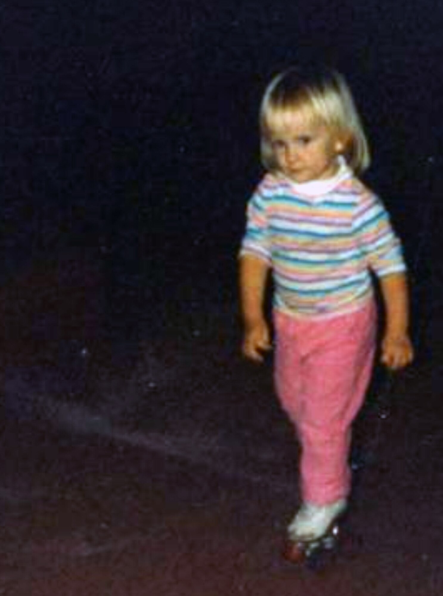 Carlye Sweet rollerskating at age 2. Sweet is now a first lieutenant at Holloman Air Force Base, N.M., who skates competitively. (Courtesy photo)