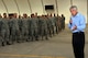 U.S. Defense Secretary Chuck Hagel speaks to Airmen, Soldiers and Sailors at the 380th Air Expeditionary Wing in Southwest Asia April 25, 2013. Hagel thanked servicemembers for their dedication and discussed relevant topics, including tuition assistance and sequestration. (U.S. Air Force photo by Tech. Sgt. Christina M. Styer)