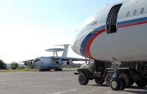PETROPAVLOVSK-KAMCHATSKIY, Russia – A Russian Federation Air Force A-50 airborne warning and control aircraft taxis past the Russian-based “track-of-interest” before take-off on the second day of flying for Exercise Vigilant Eagle. On the first day, an aircraft simulating a hijacked airliner flew from Elmendorf Air Force Base, Alaska, and flew toward Russia. On Aug. 9, 2011, the simulated airliner flew from Petropavlovsk-Kamchatskiy. (U.S. Air Force photo by Tech. Sgt. Thomas J. Doscher)
