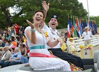 Lt.Gen. William B. Caldwell, served as the 2013 Military Commander of the Battle of Flowers Parade April 26, at the Alamo Plaza, San Antonio Texas. (U.S. Air Force photo by Benjamin Faske) (released)