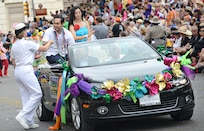 The 2013 Battle of Flowers Parde showcased a wide array of different floats and historical societies as part of the Fiesta celebration April 26, at the Alamo Plaza, San Antonio Texas. The Battle of Flowers parade is the largest and oldest Fiesta event in San Antonio.(U.S. Air Force photo by Benjamin Faske) (released)
