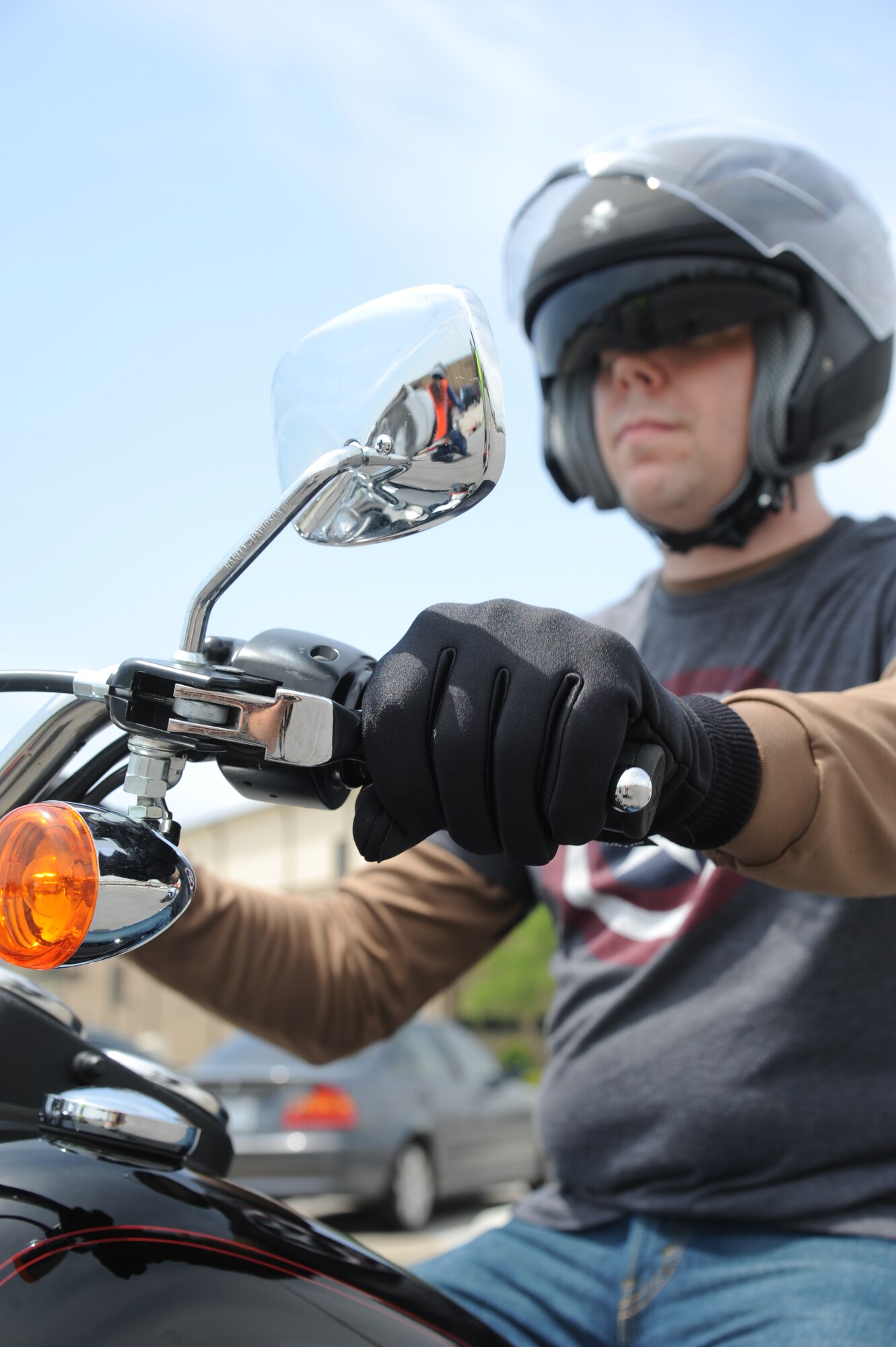 Master Sgt. Albert Jackson, 335th Training Squadron, participates in the motorcycle safety course April 18, 2013, at Keesler Air Force Base, Miss.  The course is offered two times a month and teaches students the basic operating skills and safety rules for riding a motorcycle on the road.  (U.S. Air Force photo by Kemberly Groue)
