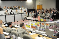 Members from the 502nd Air Base Wing and representatives from mission partner organizations from through out Joint Base San Antonio attended a rehearsal of concept drill for wing transformation at the JBSA-Ft. Sam Houston ROC Drill Center April 25. (U.S. Air Force photo by Melissa Peterson)