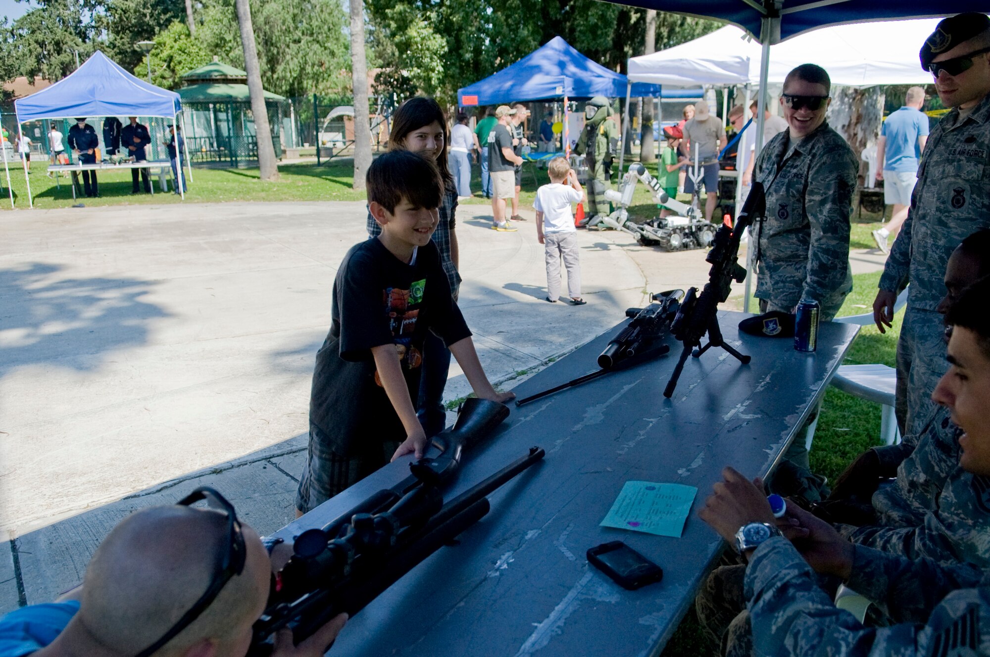 Members of the 39th Security Forces Squadron showcase firearms during the Spring-A-Palooza event April 27, 2013, at Incirlik Air Base, Turkey. Spring-A-Palooza was Incirlik’s grand finale event to celebrate Month of the Military Child. (U.S. Air Force photo by Staff Sgt. Veuril McDavid/Released)