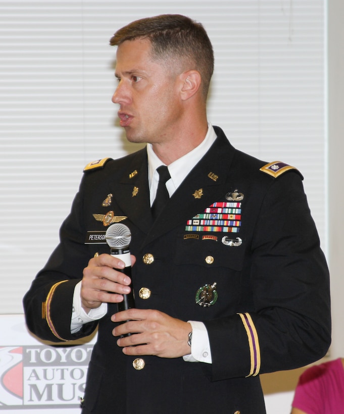 Army Lt. Col. Scott Peterson, commander of the Los Angeles Recruiting Battalion, speaks with community leaders during the recruiting battalion's quarterly Grassroots Advisory Board meeting April 26.  The theme of this meeting centered on partnering with other organizations to realize the Army's goal of helping increase interest in STEM careers by reaching out to youth in the local area.
