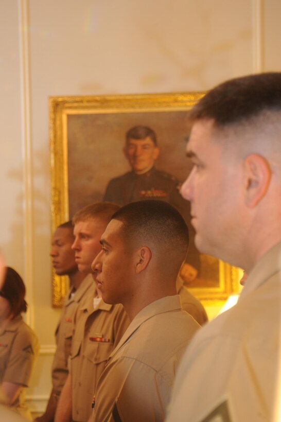 A painting of Lt. Gen. John Lejeune hangs on a wall at the commandant’s house at Marine Barracks Washington. Marines from the Marine Helicopter Squadron 1 at Marine Corps Base Quantico took a tour of the house on April 18, 2013 .
