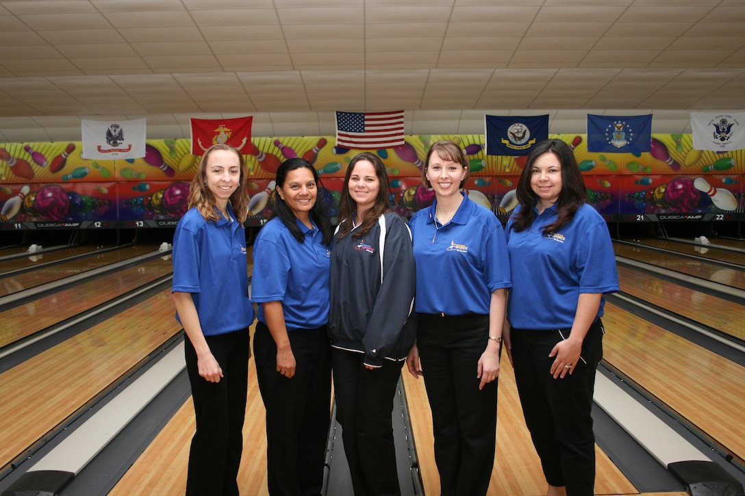 U.S. Air Force capture their third consecutive Armed Forces Team title at the 2013 Armed Forces Bowling Championship.  SSgt Natasha Sanchezr, McChord AFB, WA wins the silver with Capt Danielle Crowder, Aviano, Italy taking bronze