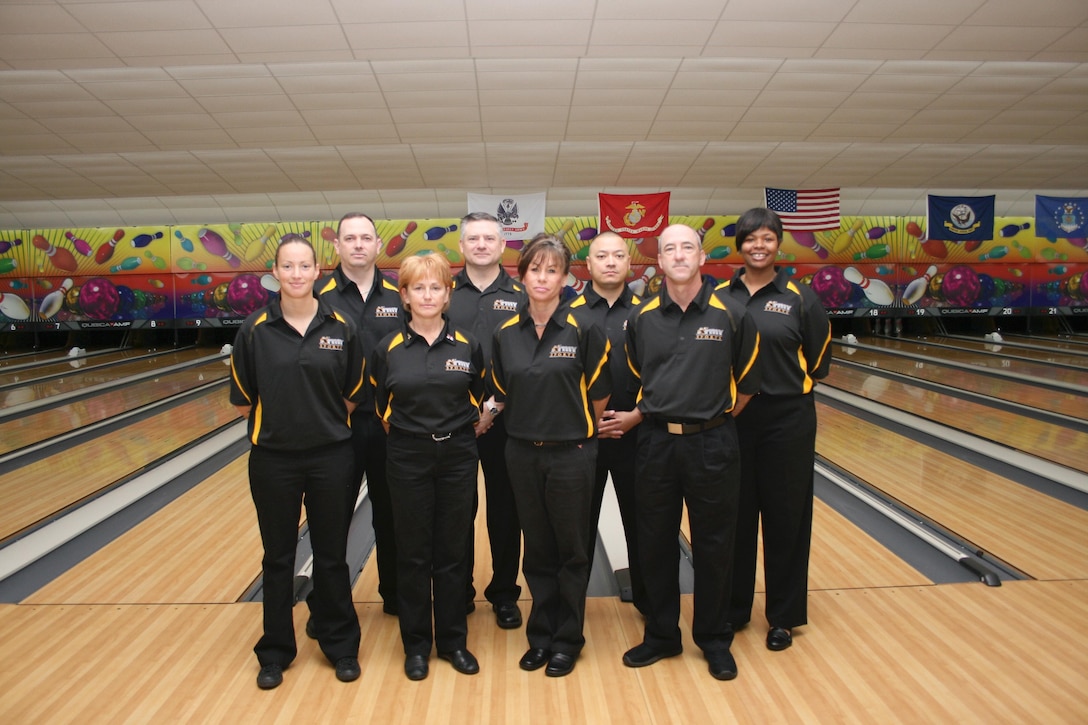 The U.S. Army took to the lanes at the 2013 Armed Forces Bowling Championship at MCB Camp Lejeune, NC 22-27 April.  Army men captured their 4th straight title with Army women taking the silver.  MSG Daniel Lew, USAR-Dublin, CA and MSG Thomas Wynne, USAG Weisbaden, Germany took the men's singles gold and silver, with SGT Rose Brown, Ft Bragg, NC taking the womens gold