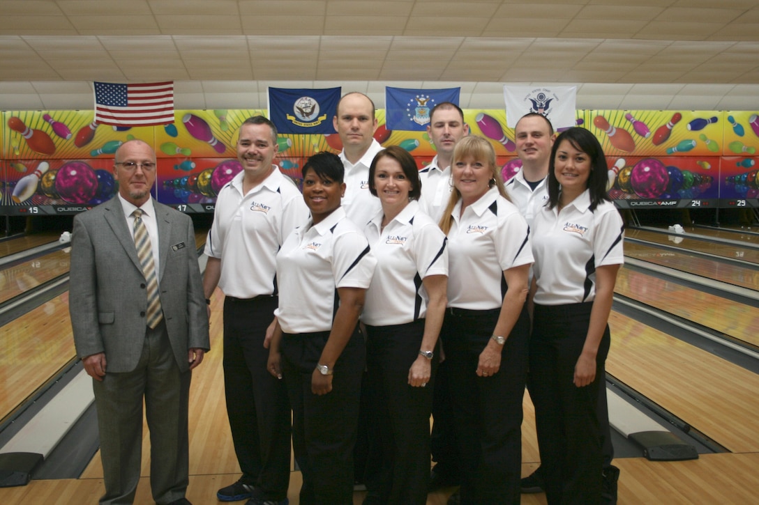 The All-Navy Bowling Team compete at the 2013 Armed Forces Bowling Championship at MCB Camp Lejeune, NC 22-27 April.  LT Lean Platt takes the overall mens bronze.