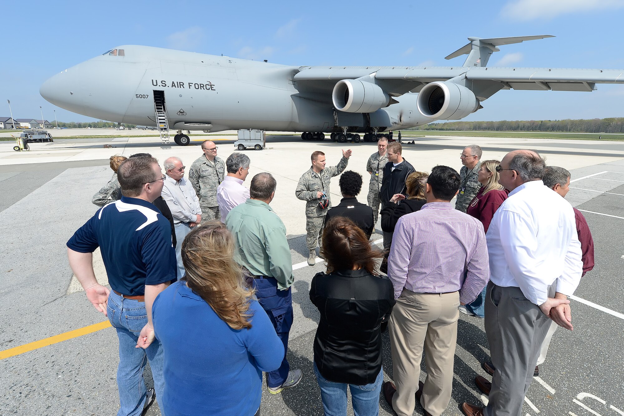 Dover Air Force Base, Del. Honorary Commanders, received an in-depth tour of Dover AFB's Aerial Port Squadron and maintenance units, April 24, 2013.  (U.S. Air Force photo/Greg L. Davis)