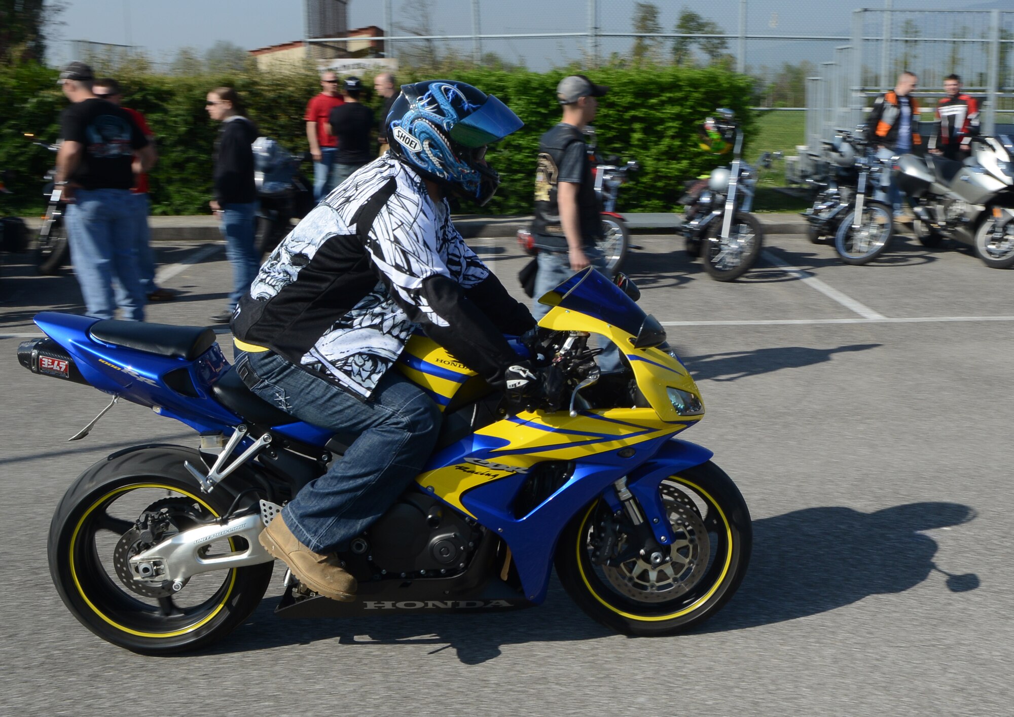 Approximately 200 motorcycle riders participated in the 2013 Motorcycle Rodeo April 25, 2013, at Aviano Air Base, Italy. The day-long event included annual and seasonal training, a bike show, games and ended with a 20-mile ride. Last year more than 200 motorcycle mishaps were reported in the Air Force.  (U.S. Air Force photo/Senior Airman Michael Battles)