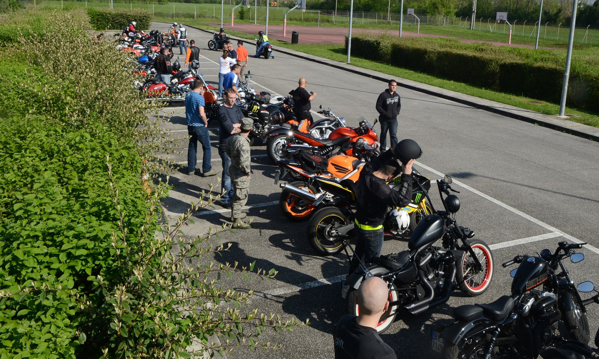 Approximately 200 individuals participated in the 2013 Motorcycle Rodeo April 25, 2013, at Aviano Air Base, Italy. The event allowed motorcycle riders to complete annual training, receive a local area safety brief and meet other motorcycle riders from base. Last year more than 200 motorcycle mishaps were reported in the Air Force. (U.S. Air Force photo/Senior Airman Michael Battles)