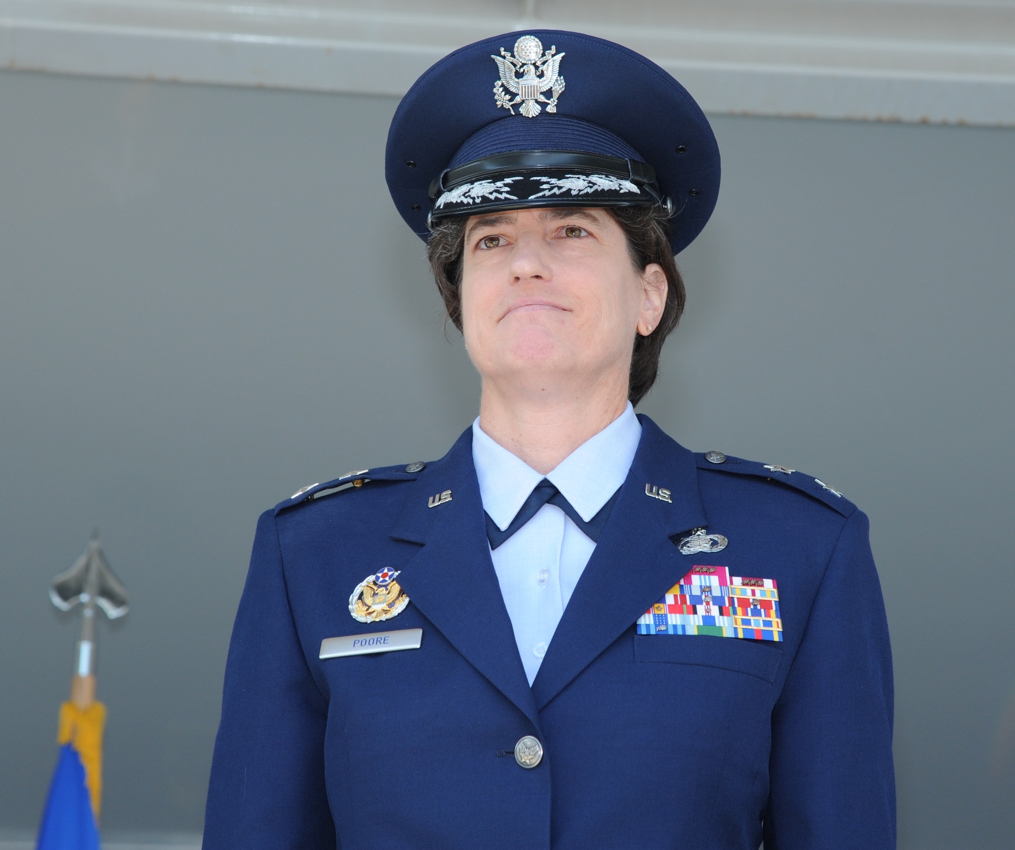 Maj. Gen. Peggy Poore accepted command of the Air Force Personnel Center from Lt. Gen. Darrell Jones, the Air Force deputy chief of staff for manpower, personnel and services, during the AFPC change of command ceremony Aug. 1, 2013, at Joint Base San Antonio-Randolph, Texas. Relinquishing command was Maj. Gen. A.J. Stewart, who commanded AFPC since Aug. 6, 2010. (Courtesy Photo)