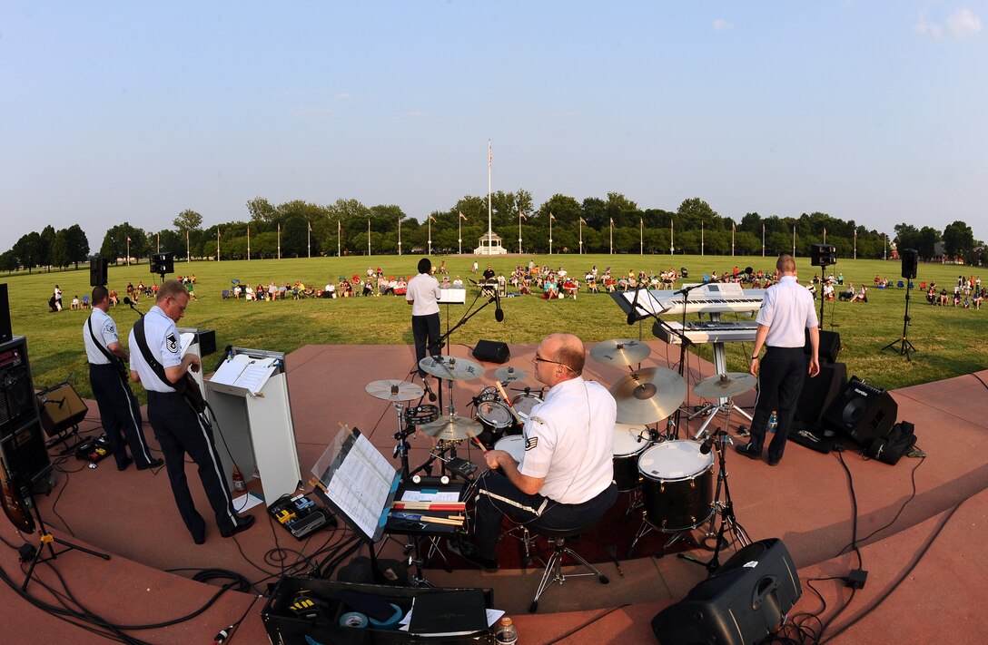 Raptor performs at for the community at the Offutt Air Force Base Parade Ground for the Heartland of America Band's "Sundays on Parade" concert series
