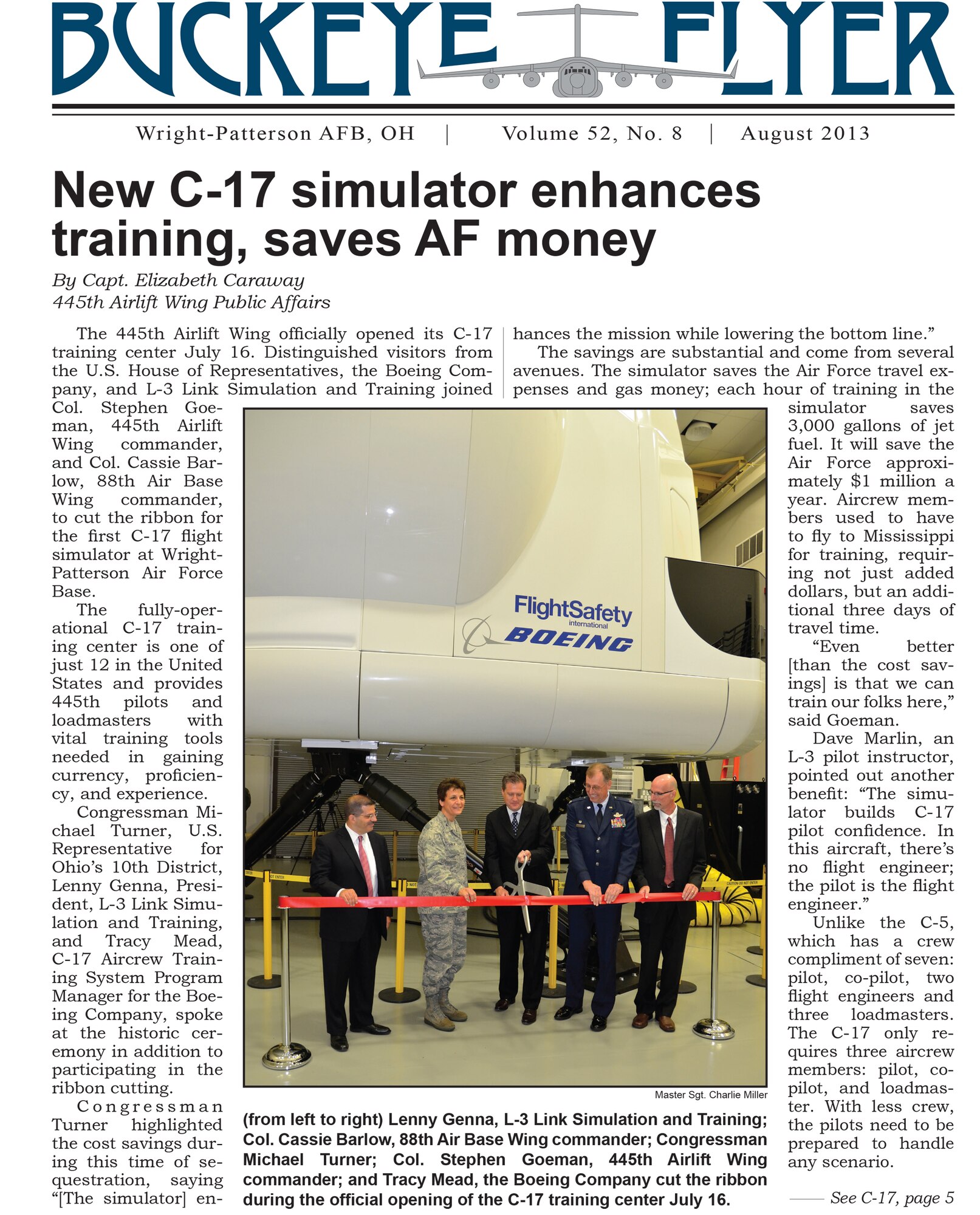 WRIGHT-PATTERSON AIR FORCE BASE, Ohio - The Buckeye Flyer is the official publication of the 445th Airlift Wing and includes eight pages of stories, photos and features. (U.S. Air Force photo) 
