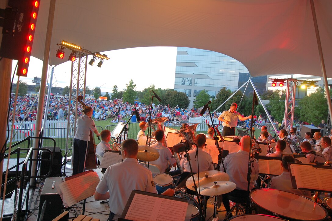 The USAF Heritage of America Band performs many outdoor concerts throughout the summer months, reaching large audiences.