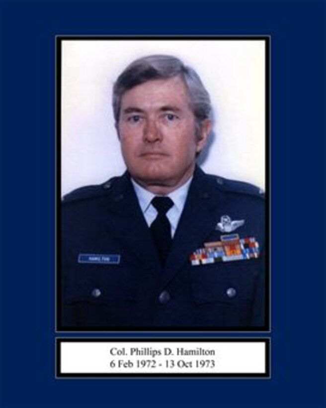 Portrait of Col. Phillips D. Hamilton
165th Airlift Wing Commander
6 Feb 1972 - 13 Oct 1973