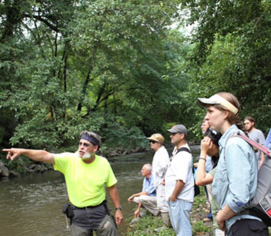 Dave Derrick, Research Hydraulic Engineer explains how the Army Corps of Engineers restored the functionality of a section of the Tacony Creek in Philadelphia during a stream restoration workshop July 23. The workshop was hosted by the U.S. Army Corps of Engineers, the Environmental Protection Agency and the Philadelphia Water Department and included participants from federal, state and local agencies.