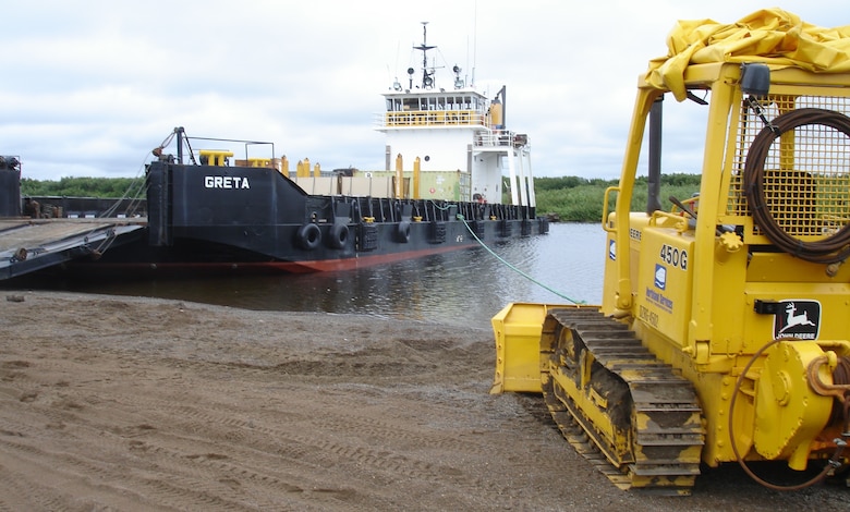 The Denali Commission and the U.S. Army Corps of Engineers – Alaska District partnered in 2007 to conduct a “Barge Landing Development Assessment.” When finished in 2009, the findings determined the lack of mooring points were a deficiency in the rural cities. In order to off-load, tactics included beaching ships or tying off to heavy construction equipment sitting along the shore.