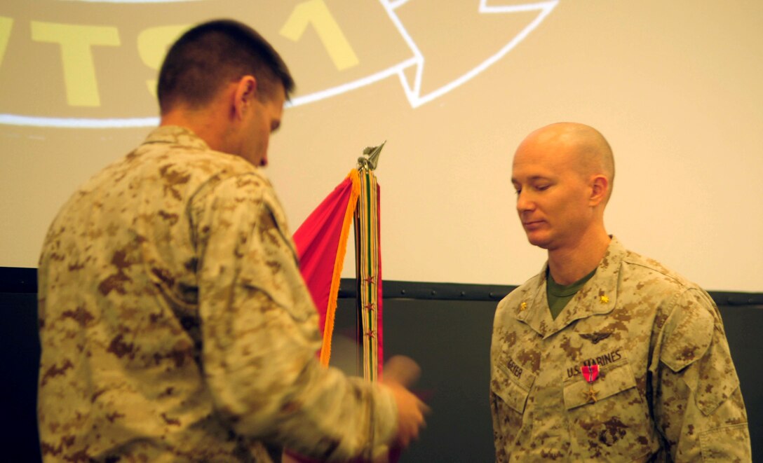 On July 1, Maj. Eric L. Geyer, the assistant operations officer with Marine Aviation Weapons and Tactics Squadron 1, aboard Marine Corps Air Station Yuma, Ariz., and a native of Palm Coast, Fla., received the bronze star from acting MAWTS-1 commanding officer Lt. Col. Todd Miller for his actions in support of Operation Enduring Freedom in Afghanistan from November 15, 2009, to June 1, 2009. 