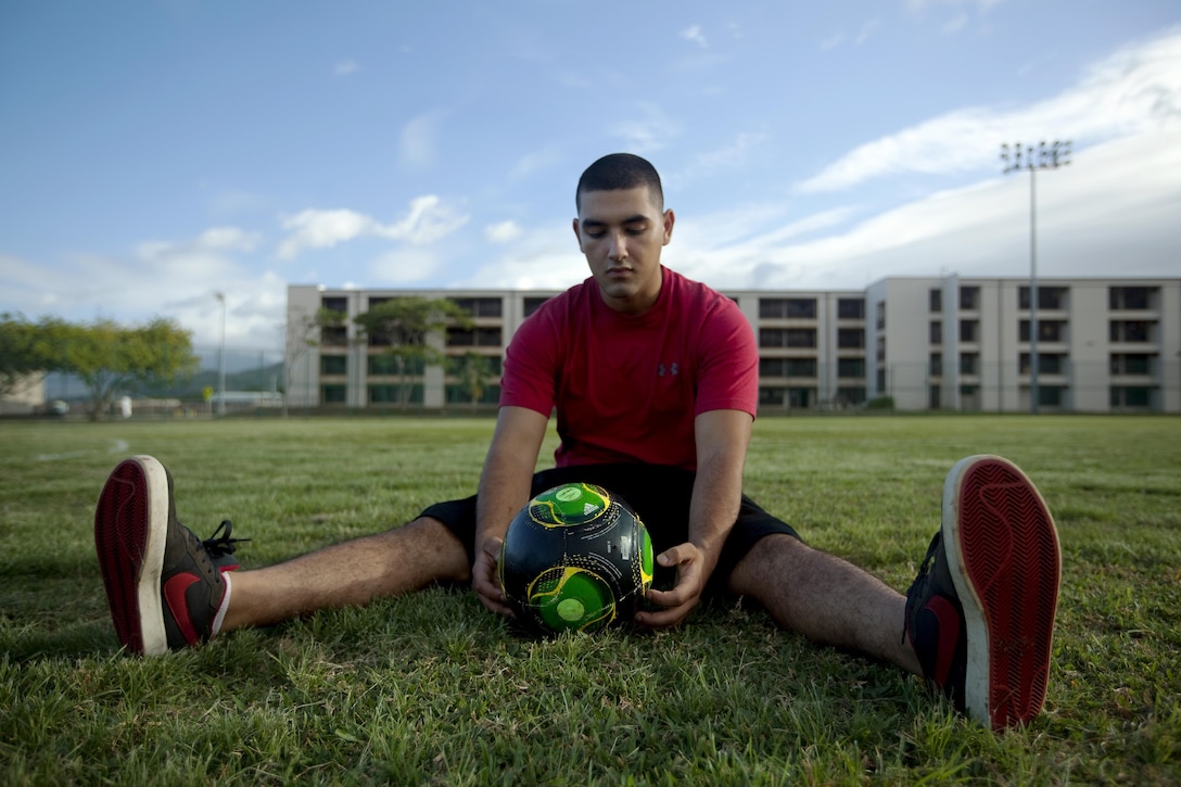 Rodolfo Medinaortiz Jr., a personal property clerk with the Distribution Management Office, has played soccer for more than 13 years. (U.S. Marine Corps photo by Lance Cpl. Janelle Y. Chapman)