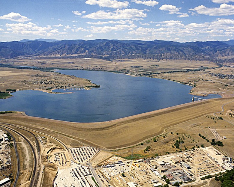 Chatfield Dam was the second of three dams built to reduce flooding risks in the Denver area. Located southwest of Denver on the South Platte River, construction of the dam was begun in 1967 and was completed in 1975.