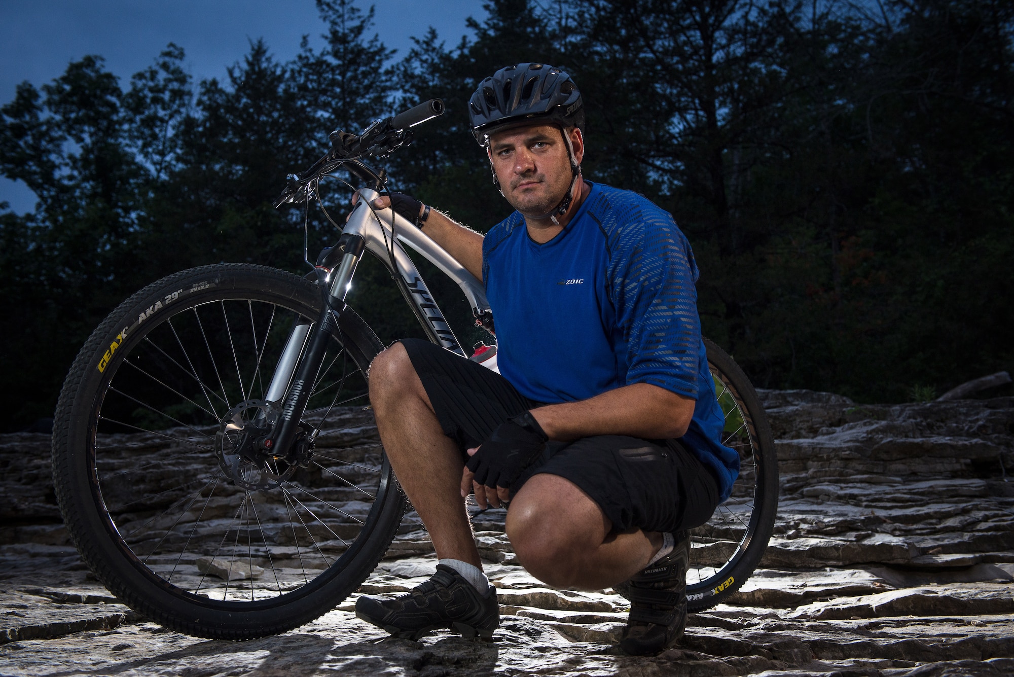 Senior Master Sgt. Bubba Beason, 19th Equipment Maintenance Squadron fabrication flight chief, is a rider in the Arkansas Mountain Bike Championship Series. Beason is currently ranked second in the state in his division. (U.S. Air Force photo by Staff Sgt. Russ Scalf)

