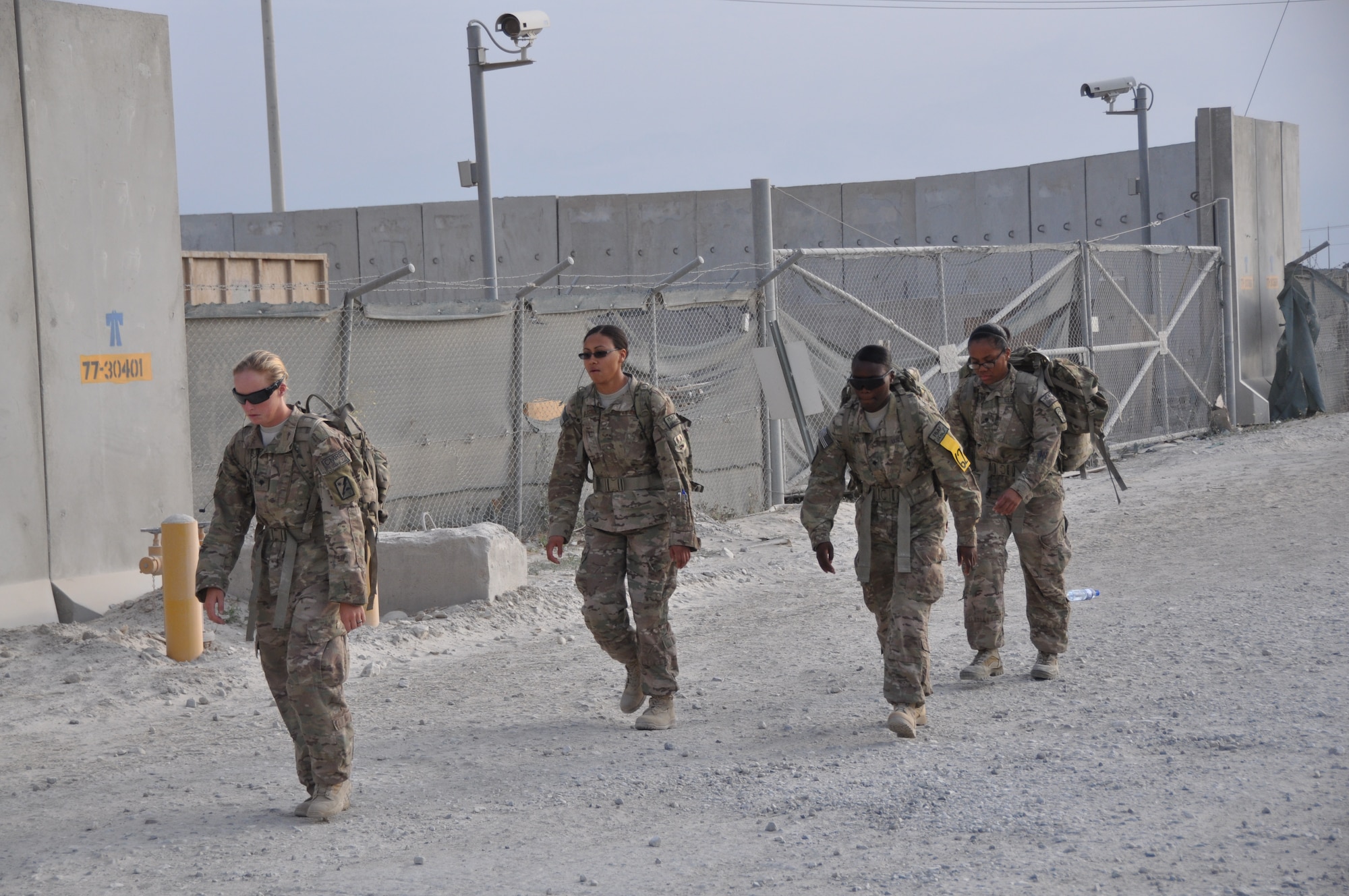 Ninety-two teams participated in the 5-kilometer ‘Got Consent?’ ruck march at Bagram Airfield, Afghanistan, Aug. 3, 2013. The event, hosted by the 455th Air Expeditionary Wing sexual assault response coordinator, was comprised of four-person teams who competed in the march carrying a 30-pound rucksack on their backs. (U.S. Air Force photo/Tech. Sgt. Rob Hazelett)