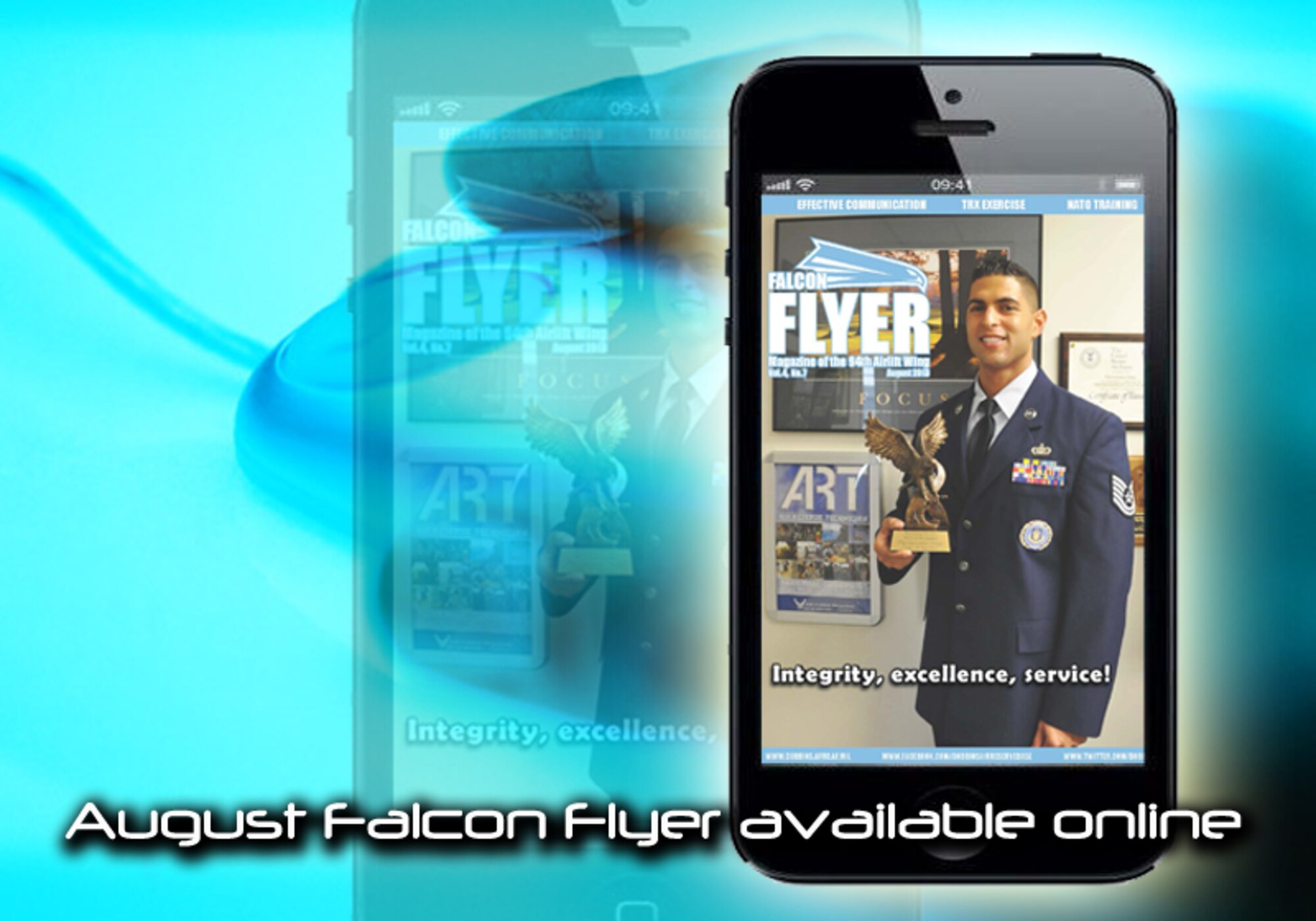 The June issue of the Falcon Flyer is now available on the web at http://www.dobbins.afrc.af.mil. This issue includes a converation with Tech. Sgt. Geovanny Govea, Air Force Reserve enlisted recruiter and AFRC Non-commissioned Officer of the Quarter, wing members' recent NATO and TRX training, a hall dedication to former OSI member, Jeff Fleshman and a commentary on effective communication by Lt. Col. Mark Cumbee. (U.S. Air Force illustration/James Branch)