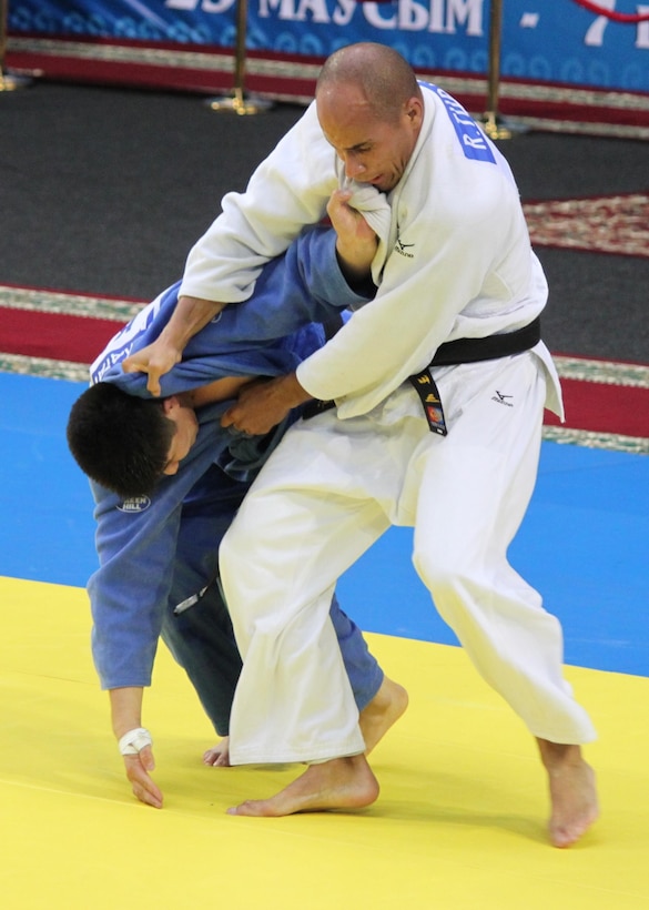IT1 Robert Turnquest (Corry Station, FL) fights in the 81Kg weight division at the 2013 CISM World Military Judo Championship in Astana, Kazakhstan 30 Jun to 7 July.