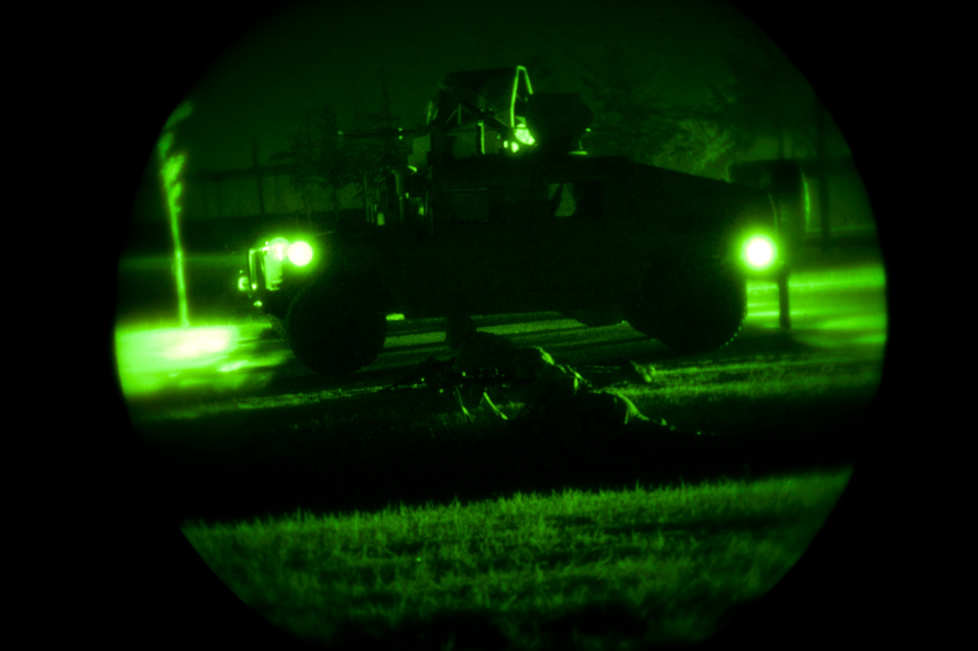 KUNSAN AIR BASE, Republic of Korea -- Airmen from the 8th Security Forces Squadron respond to a simulated ground attack during exercise Beverly Midnight 13-3, Aug. 7, 2013. The “attack” tested the Wolf Pack’s ability to discover and respond to an enemy intrusion. (U.S. Air Force photo by Senior Airman Clayton Lenhardt/Released)