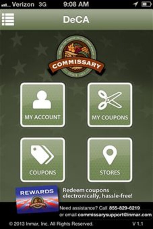 The Commissary Rewards Card will celebrate its one-year anniversary Aug. 8 by releasing a mobile application for its users. The app will allow commissary patrons to access their rewards account, select coupons and review clipped, redeemed and expired coupons, as well as allow shoppers to locate commissaries worldwide and access store information such as phone number and address. (Courtesy photo/Released)