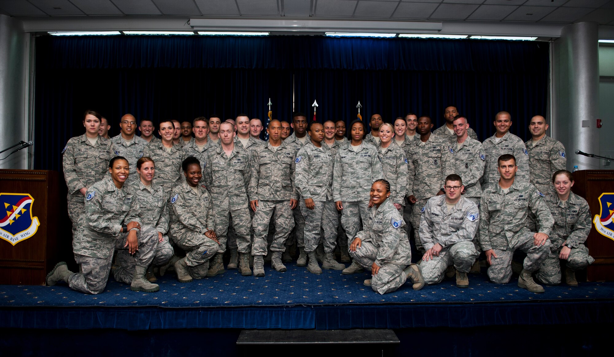 Incirlik’s newest staff sergeant selects gather for a photo opportunity Aug. 5, 2013, at Incirlik Air Base, Turkey. Sixty-one senior Airmen stationed at Incirlik AB were selected for the rank of staff sergeant. (U.S. Air Force photo by Senior Airman Daniel Phelps/Released)