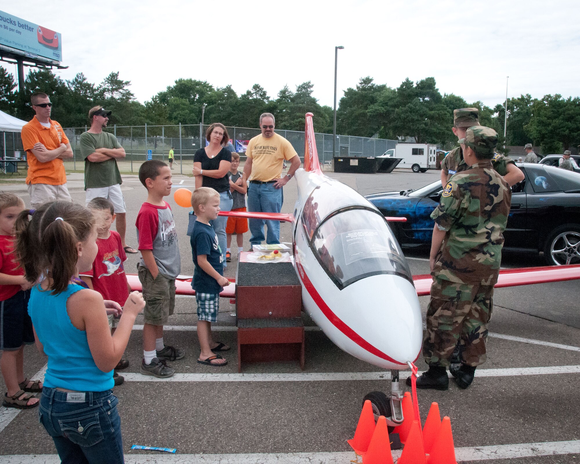 Friends and families of the 934th Airlift Wing Airmen come enjoy this year's Family Day festivites.  The annual event is an opportunity for the Airmen to invite their family out to the base for a picnic lunch, raffles, displays, and many other activities.  (U.S. Air Force photo/934th Airlift Wing Public Affairs)