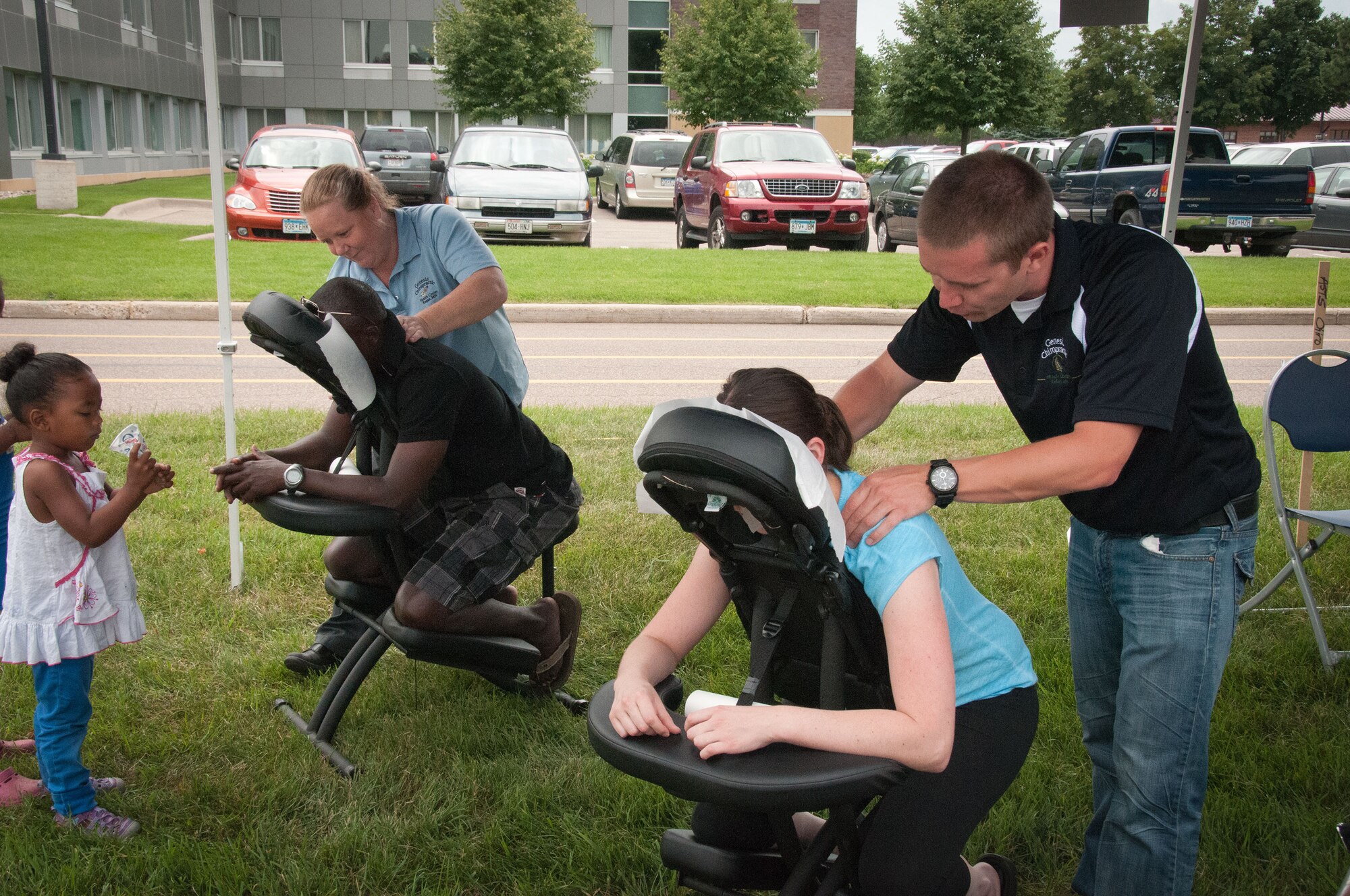Friends and families of the 934th Airlift Wing Airmen come enjoy this year's Family Day festivites.  The annual event is an opportunity for the Airmen to invite their family out to the base for a picnic lunch, raffles, displays, and many other activities.  (U.S. Air Force photo/934th Airlift Wing Public Affairs)