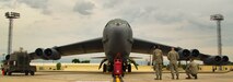 Airmen assigned to the 5th Aircraft Maintenance Squadron perform a B-52H Stratofortress launch at Minot Air Force Base, N.D. Before B-52s depart Minot AFB, they must pass inspections by 5th AMXS crew chiefs. (U.S. Air Force photo/Senior Airman Brittany Y. Auld)