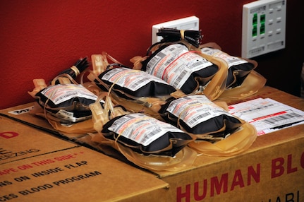 Donated blood is cataloged and properly packed and prepared for shipment. The entire process usually takes seven to 10 days to reach service members overseas.