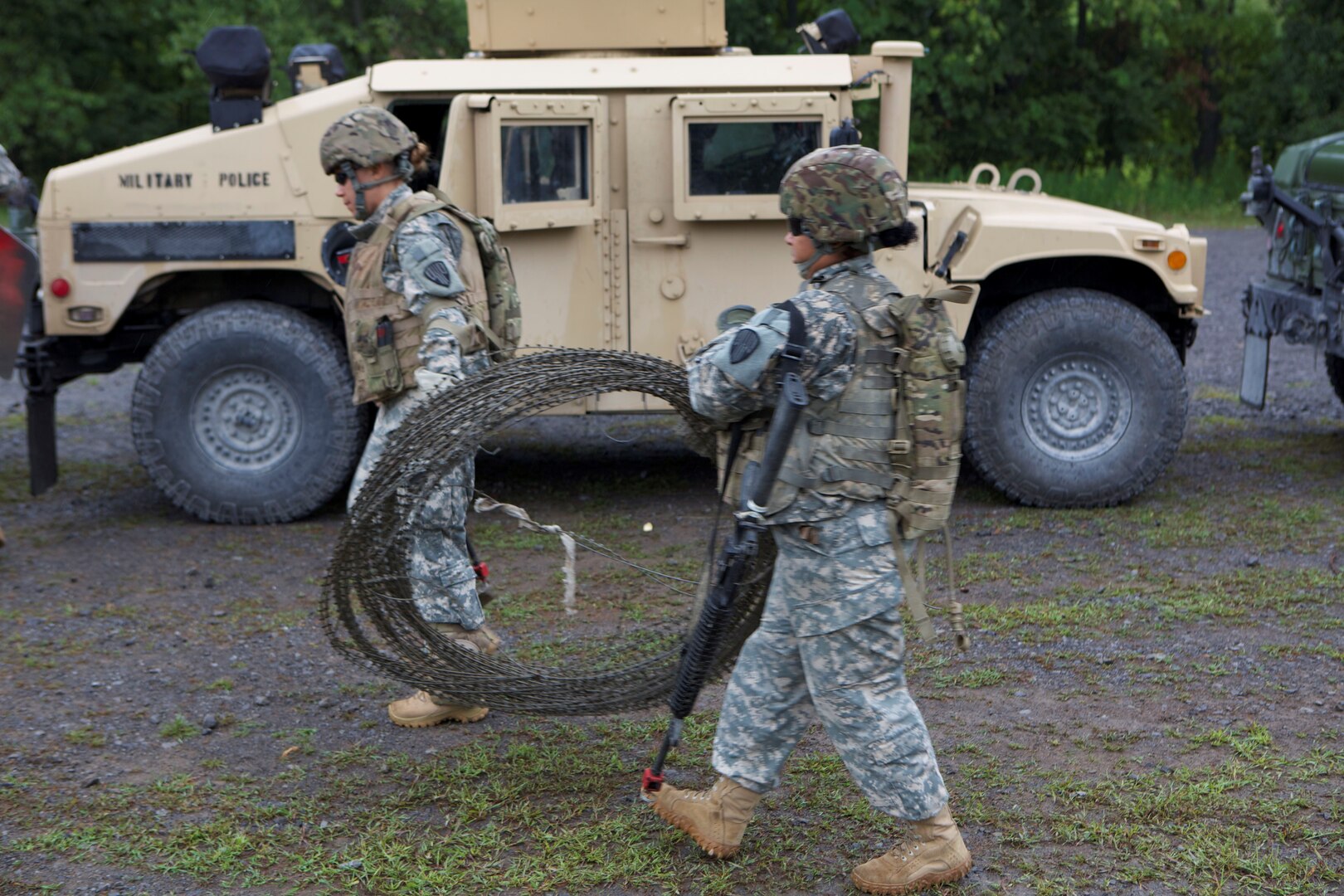 Female soldiers of the 101st Expeditionary Signal Battalion conduct premobilization training Aug. 10, 2012. The battalion, based in Yonkers, deployed to Afghanistan in October 2012.