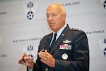 Lt. Gen. Harry M. Wyatt III, the director of the Air National Guard, addresses mission readiness and other challenges facing the ANG in future years during the Air Force Association Air and Space Conference and Technical Exposition at National Harbor, Md., Sept. 18, 2012. 