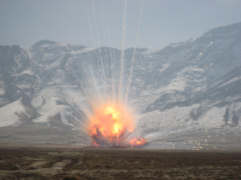 A large disposal 'shot' in Southwest Afghanistan using C4 and MICLIC donor charges.