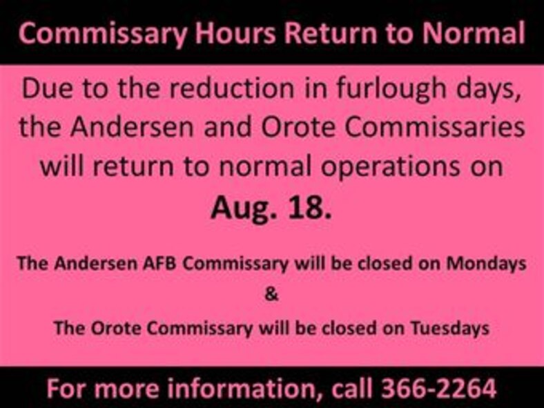 130809- Commissary returns to normal hours