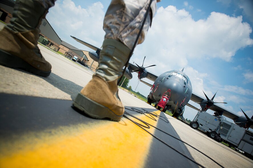 A new HC-130J Combat King II rests at Moody Air Force Base, Ga., Aug. 6, 2013. The aircraft arrived to base July 19 and is the first of nine Moody is expecting to receive within the next five years. (U.S. Air Force photo by Staff Sgt. Jamal D. Sutter/Released)