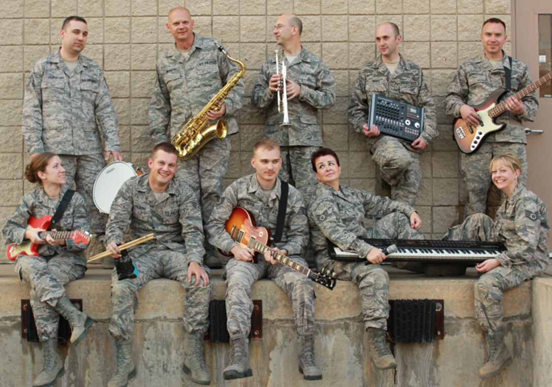 Rock Band members deployed to Qatar, Afghanistan, Bahrain, Jordan and Egypt summer 2012, serving as the AFCENT band.

Photo courtesy of MSgt Jesse Miller