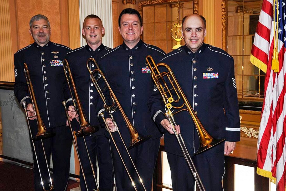 The featured Trombone Quartet from the Band of the Midwest.

Photo courtesy of TSgt Todd Pendleton, 182nd AW Public Affairs