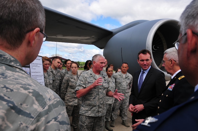 Acting Secretary of the Air Force Eric Fanning made a stop at the 171st Air Refueling Wing in Coraopolis July 24.  Mr. Fanning spent time with the men and women of the 171st, learning about the mission, capabilities, and relevance of the Pennsylvania Air National Guard. (U.S. Air National Guard photo by Maj. Karen Bogdan/released)